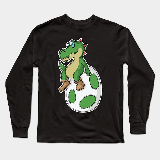 T-Rex crocodile guards his egg Long Sleeve T-Shirt by dieEinsteiger
